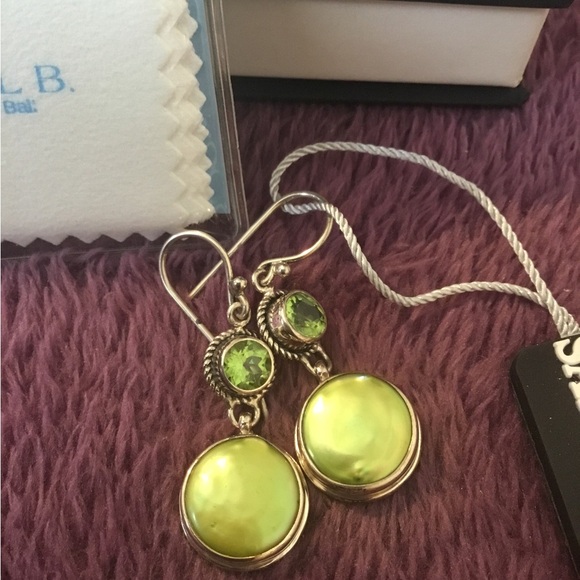 Samuel B. Jewelry - New Artisan By Samual B 925 Natural Green Mabe Pearl & Peridot Gemstones Earring